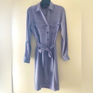 JONES NEW YORK COLLECTION STRETCH SHIRT DRESS BLACK/WHITE SIZE: 2 EUC